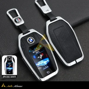 کاور ریموت تصویری بی ام و فلز چرم نقره ای